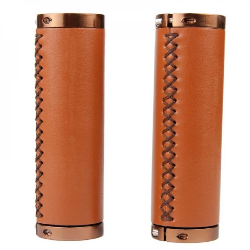 bicycle gear smoothness-Retro Brown Style Lock On Handlebar Bike Grips -Live4Bikes