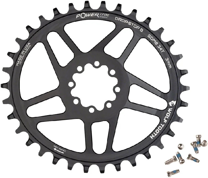 bicycle valve comfort-Wolf Tooth Elliptical Direct Mount Chainring - 34t SRAM Direct Mount Drop-Stop B For SRAM 8-Bolt Cranksets 3mm Offset BLK