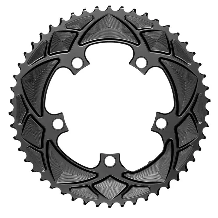 bicycle paint capacity-Absolute Black Round Road Chainring 2X 110/5 BCD Shimano (50T/52T)