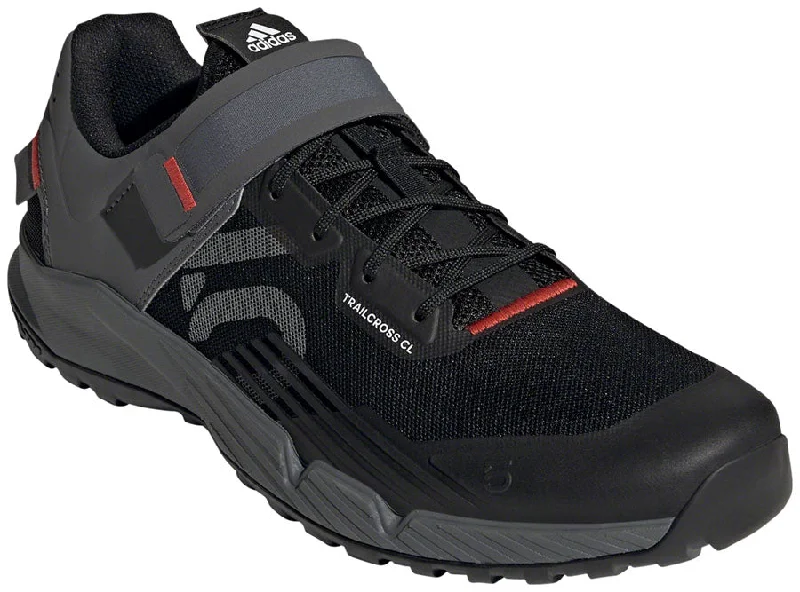 bicycle lane comfort-Five Ten Trailcross Mountain Clipless Shoes - Mens Core BLK/Gray Three/Red 11