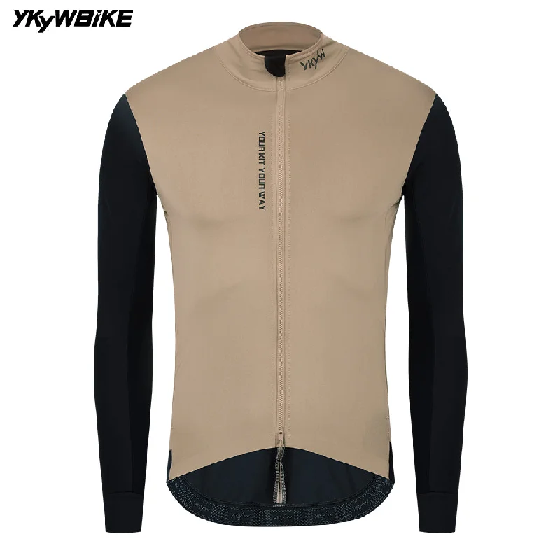 bicycle rim aerodynamics-YKYW Men's Cycling Jacket Windproof Waterproof Long Sleeve Cycling Jersey Autumn Winter Bicycle Windbreaker YKK Double Zipper Tops Road Bike MTB Sports Clothing Khaki