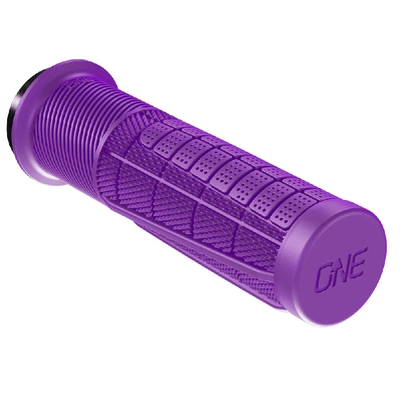 bicycle stem adaptability-OneUp Components Thick Lock-On Grips Purple