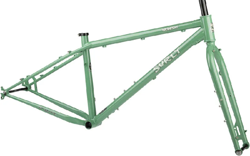 bicycle sidewall stability-Surly Wednesday Fat Bike Frameset - 26" Steel Shangri-La Green Medium