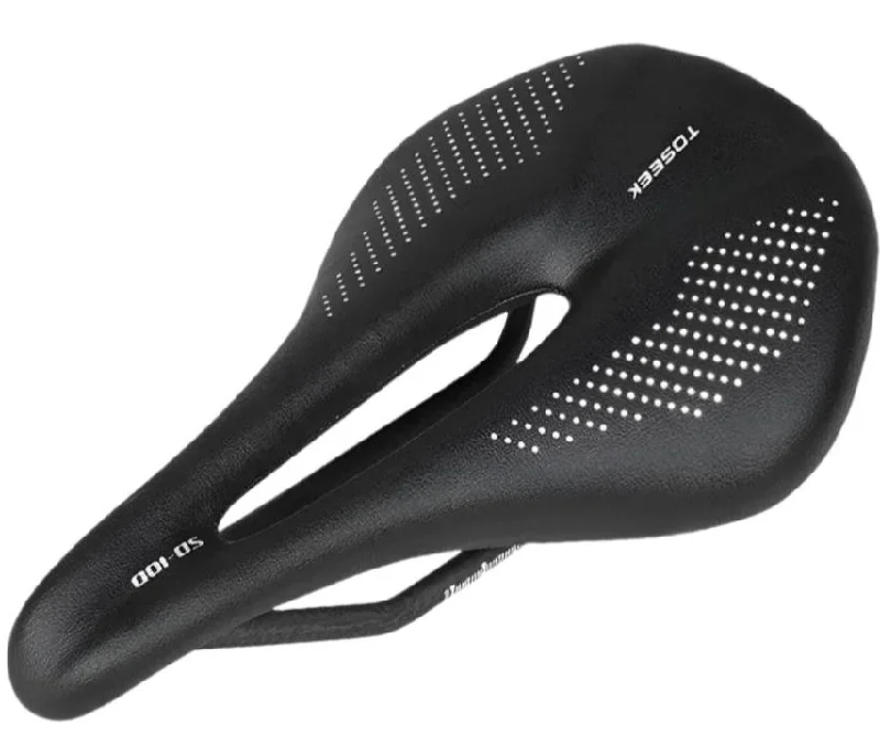 bicycle cleaner resilience-TOSEEK SD100 Full Carbon Saddle MTB/Road 143/155mm Bike Saddle Super Light Leather Carbon Cushions135g Carbon Rails Bicycle Seat