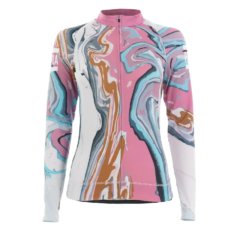 bicycle gear strength-Womens Long Sleeve Marble Aero Jersey