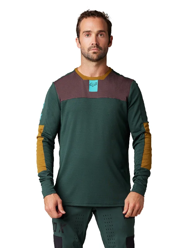 bicycle gear robustness-FOX DEFEND FOXHEAD LS JERSEY - EMERALD