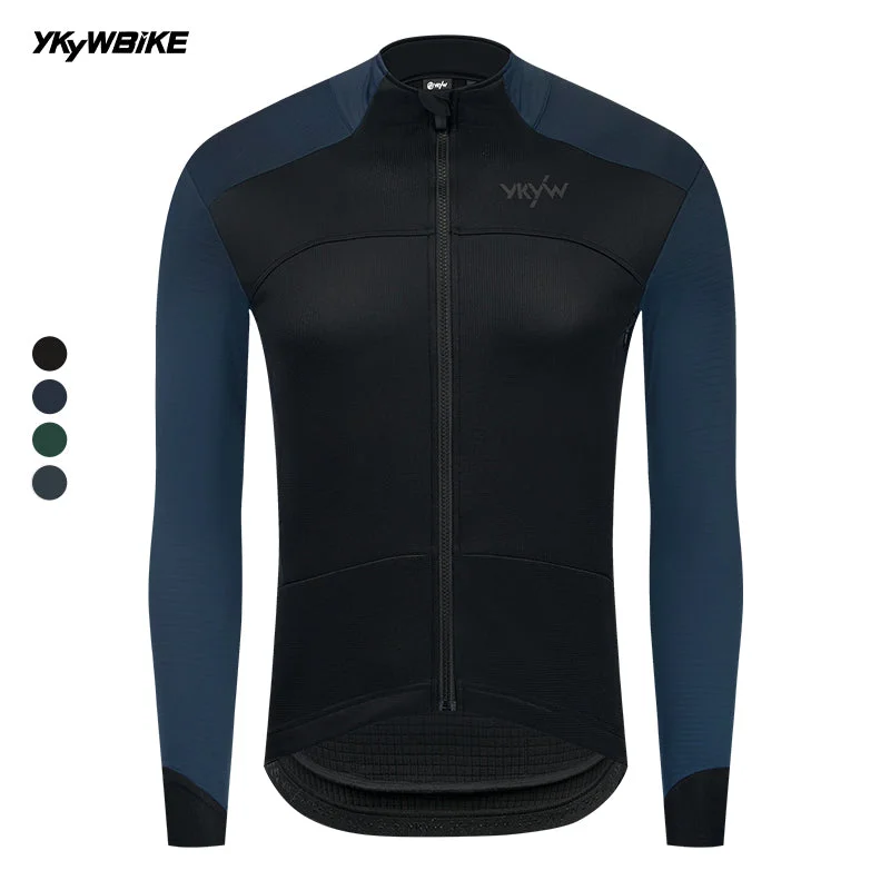 bicycle brake performance-YKYW Winter 0°C Thermal Fleece Men's Cycling Jacket Waterproof Windproof Bicycle Long Sleeves Jersey Tops Darkblue