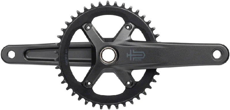 bicycle shifter efficiency-microSHIFT Sword 1x Crankset - 172.5mm 10-Speed 42t 110 Asym BCD  24mm Spindle BLK