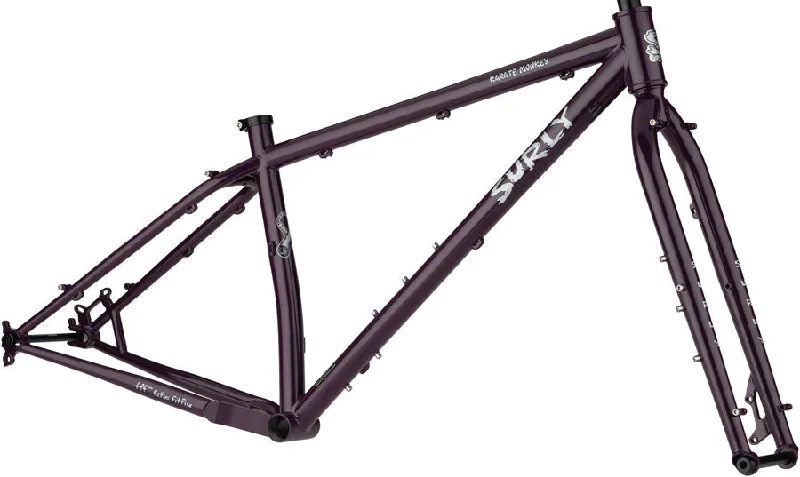 bicycle cleaner comfort-Surly Karate Monkey Frameset - 27.5" Steel Organic Eggplant X-Large