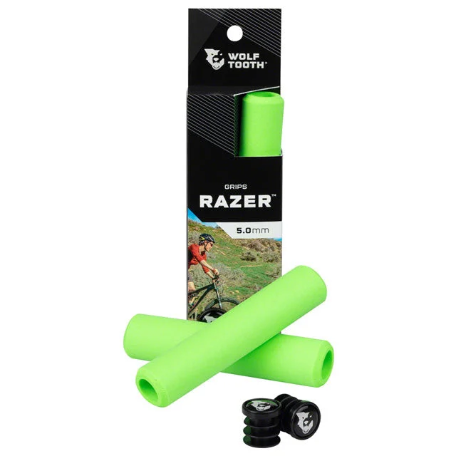 bicycle brake adaptability-Wolf Tooth Razer Grips - Green