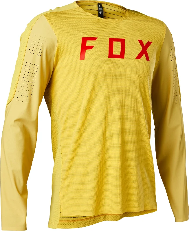 bicycle workout comfort-FOX FLEXAIR PRO LS JERSEY - PEAR YELLOW