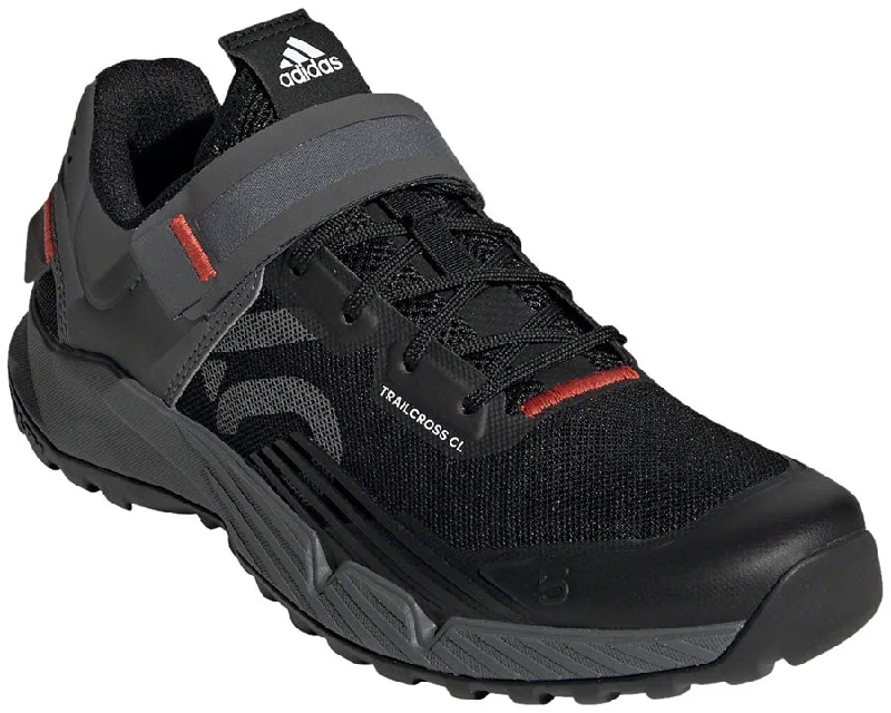 bicycle shoe comfort-Five Ten Trailcross Mountain Clipless Shoes - Womens Core BLK/Gray Three/Red 10