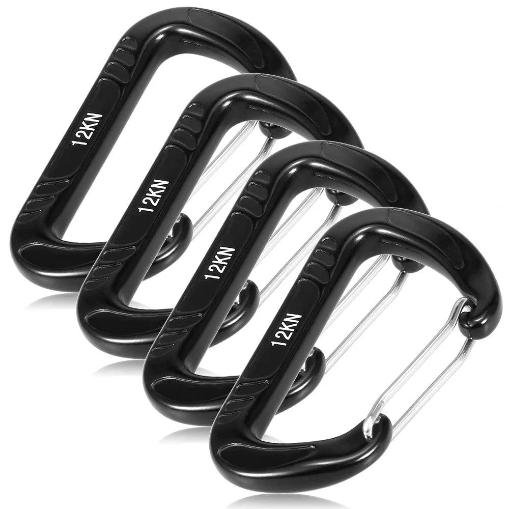 bicycle stand stability-4pcs 12KN Wiregate Carabiner Hiking Climbing Carabiner Spring Buckle Clip Lightweight Hammock Swing Clip Outdoor Tool Equipment