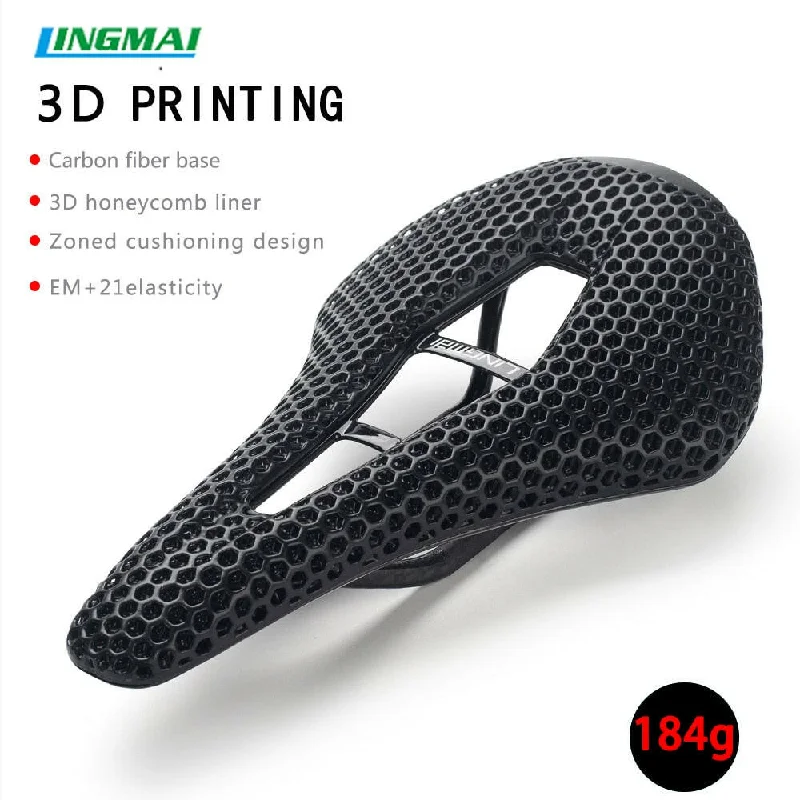 bicycle chain adaptability-LINGMAI Carbon Fiber 3D Printed Bike Saddle 143mm Ultra Light and Breathable Mountain Bicycle Cushion Soft Seat for Road BikeMTB