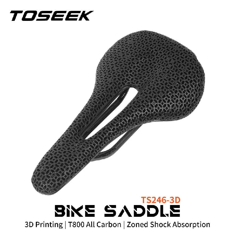 bicycle gear weight-TOSEEK TS246 3D Printed Bicycle Saddle Carbon Fiber Ultralight Hollow Comfortable Breathable MTB/Road Bike Cycling Seat Parts