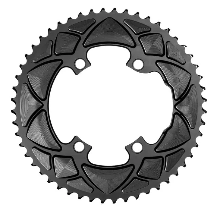 bicycle cleaner capacity-Absolute Black Round Road Chainring 2X 110/4 Shimano 9100 (50T/52T/53T)