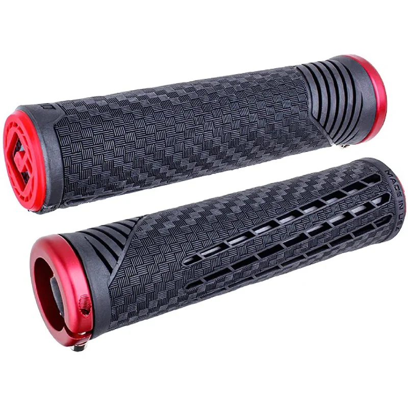 bicycle shoe strength-ODI CF V2.1 Grips - Black/Red/Red Lock-On