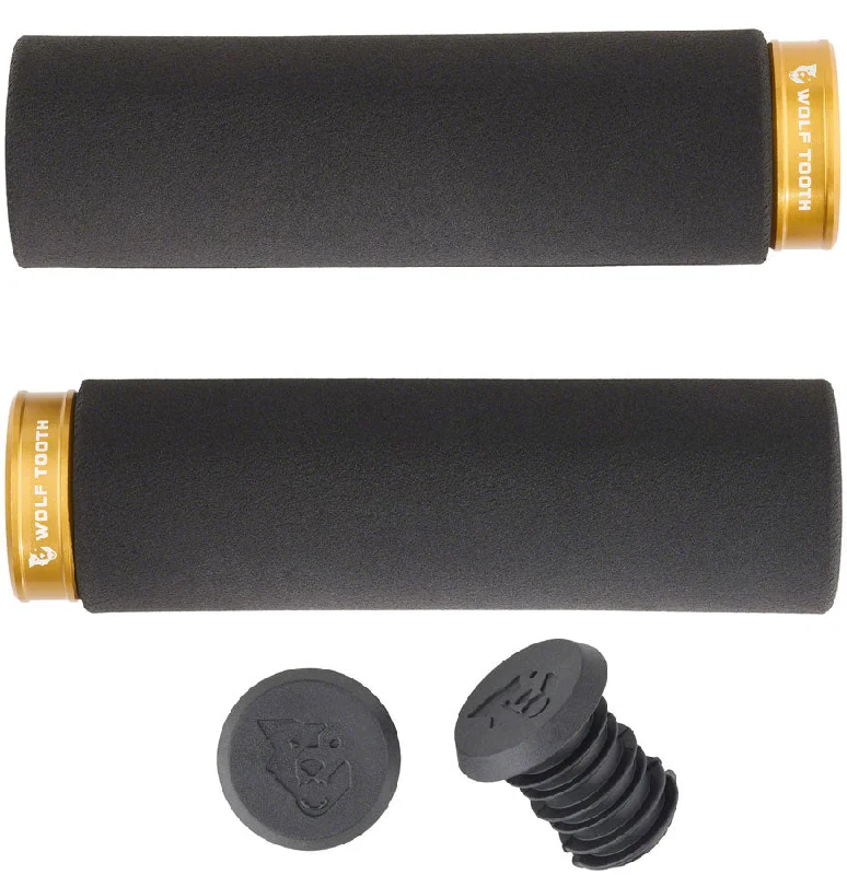 bicycle cleat weight-Wolf Tooth Fat Paw Lock-on Grips - Black/Gold