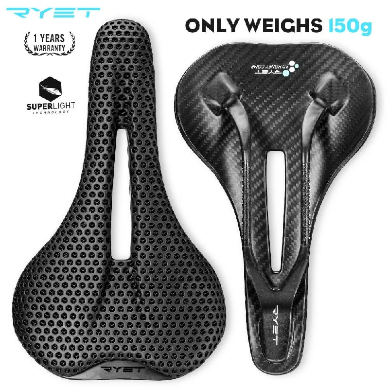 bicycle saddle adaptability-RYET Carbon 3D Printed Saddle Ultralight Bicycle Seating Cushion Men Women Bike Saddles Road MTB Mountain Gravel Cycling Parts