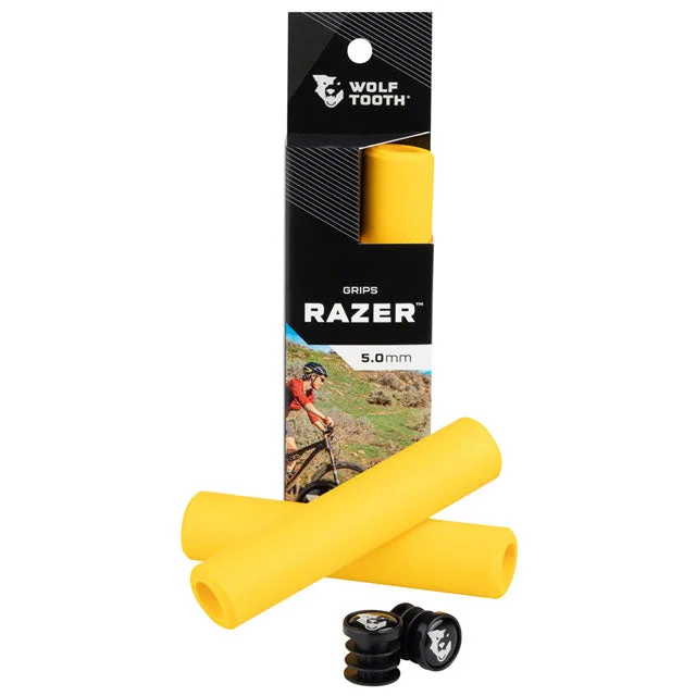 bicycle sidewall stability-Wolf Tooth Razer Grips - Yellow