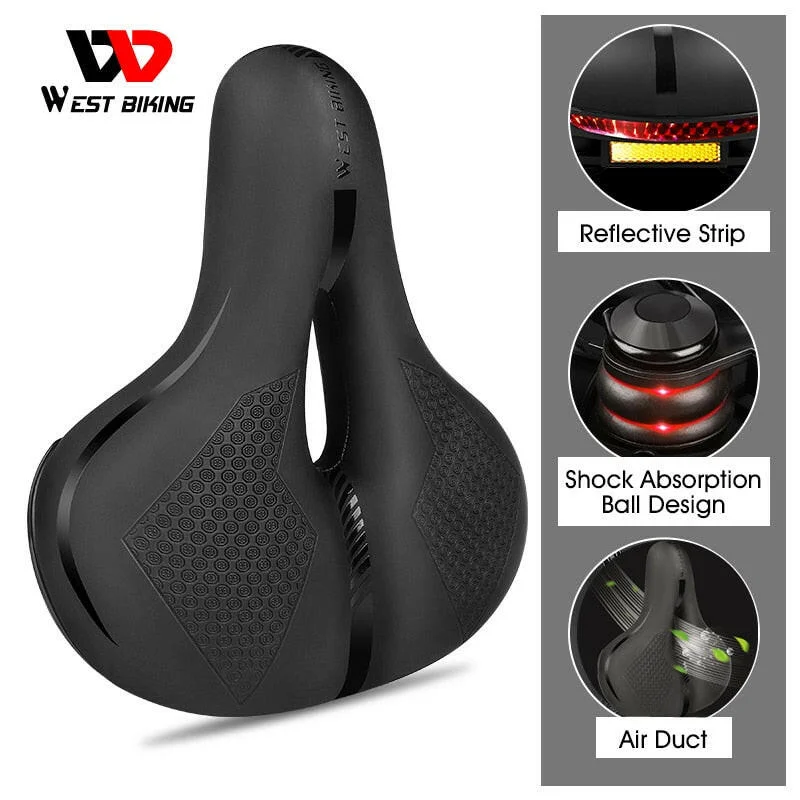 bicycle stem reliability-Bicycle Saddle MTB Bike Seat Waterproof Soft Seat Cushion Bike Accessories PVC Steel Hollow Wide Cycling Saddles