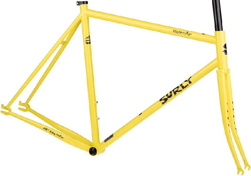 bicycle pump capacity-Surly Steamroller Frameset - 700c Steel Banana Candy Yellow 49cm