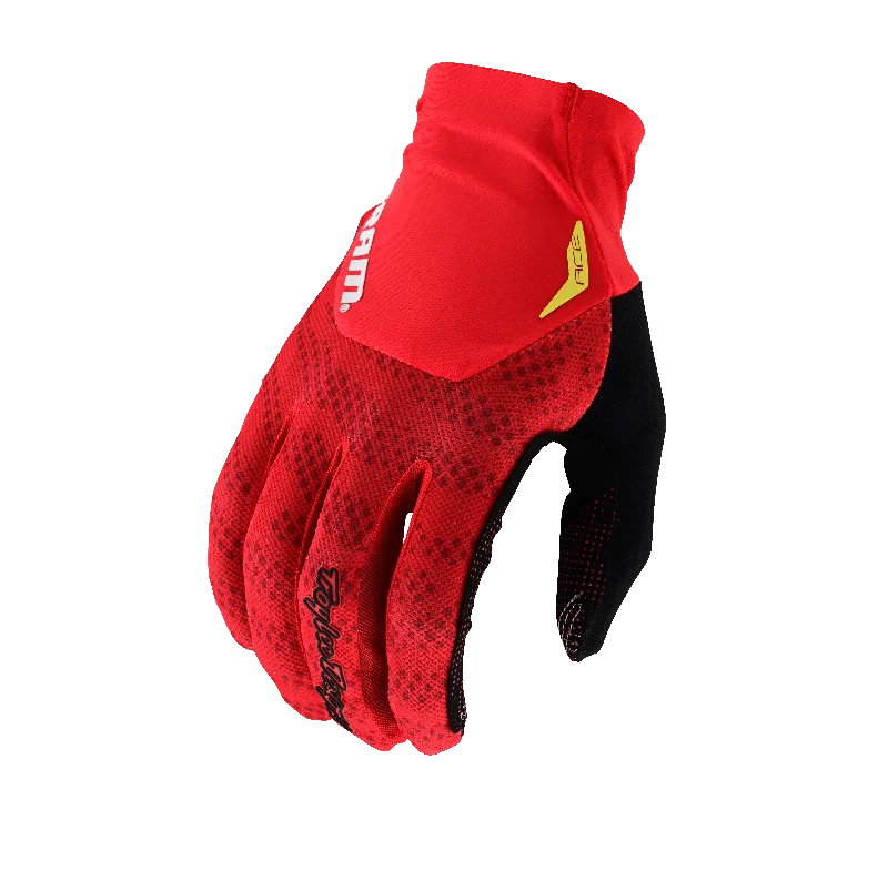 bicycle brake strength-Troy Lee Designs Ace MTB Glove - SRAM - Shifted Fiery Red