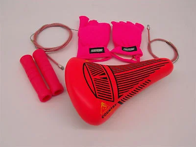 bicycle sidewall resilience-FIXIE-MTB PINK SADDLE,CABLES,GLOVES,GRIPS SET REDUCED