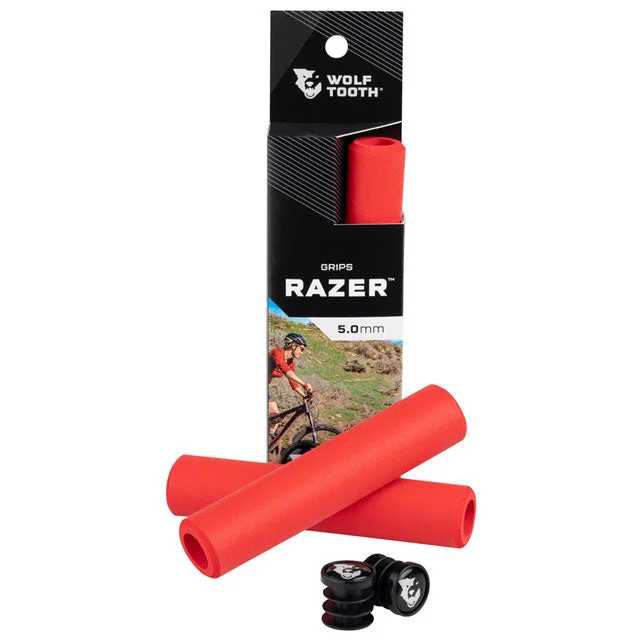 bicycle shoe adaptability-Wolf Tooth Razer Grips - Red