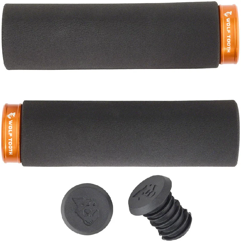 bicycle tire capacity-Wolf Tooth Fat Paw Lock-on Grips - Black/Orange