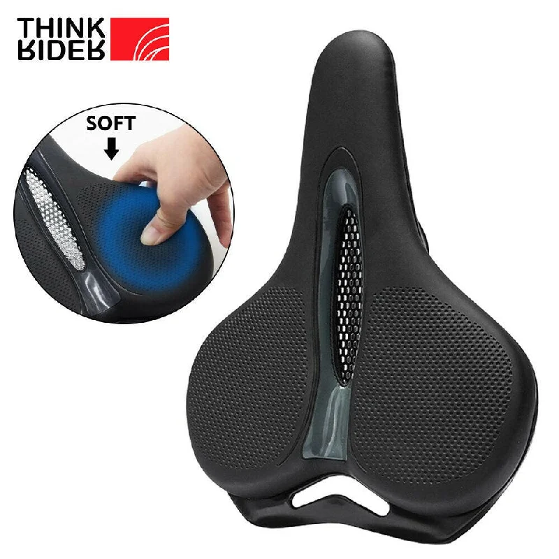 bicycle tire performance-ThinkRider MTB Bike Saddle Breathable Big Butt Cushion Leather Surface Seat Mountain Bicycle Shock Absorbing Hollow Cushion