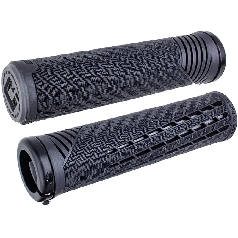 bicycle seatpost strength-ODI CF V2.1 Grips - Black/Gray/Black Lock-On