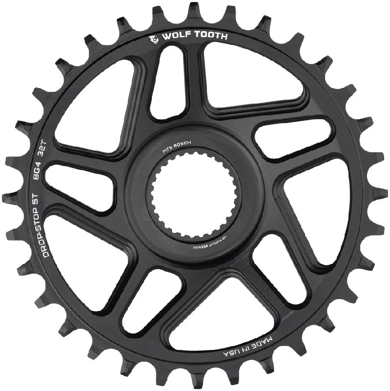 bicycle rust control-Wolf Tooth Bosch Gen 4 Direct Mount Chainring - Drop-Stop ST 34T Black