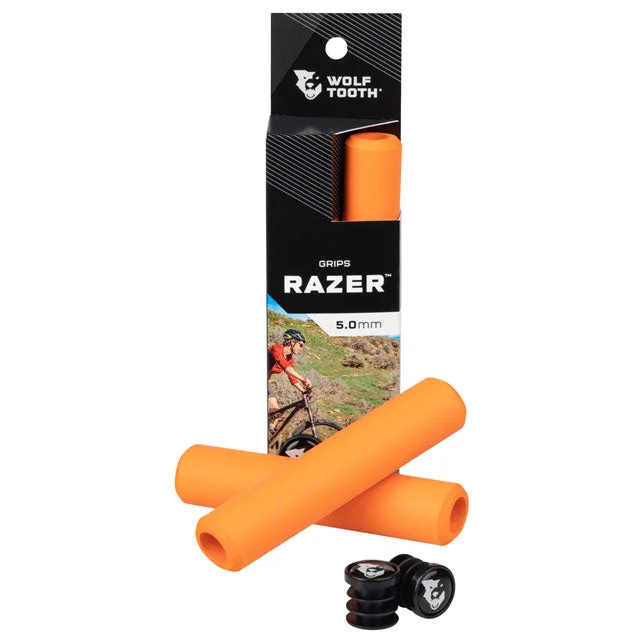 bicycle handlebar adaptability-Wolf Tooth Razer Grips - Orange