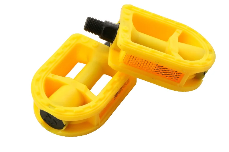 bicycle stem efficiency-KIDDIES YELLOW BIKE JUNIOR 1-2” PEDALS TO FIT CHILDREN'S BIKES ONE PIECE CRANK