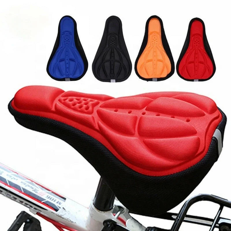 bicycle triathlon comfort-MTB Mountain Bike Saddle Cover Cycling Thickened Extra Comfort Soft Silicone 3D Gel Pad Cushion Cover Bicycle Seat