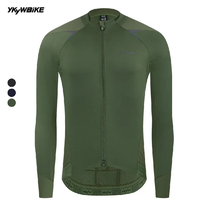 bicycle lever robustness-YKYW Men's Green Cycling Jacket Winter Windproof Waterproof Cycling Jersey Road Bike Top YKK Double Zipper Bicycle Jacket