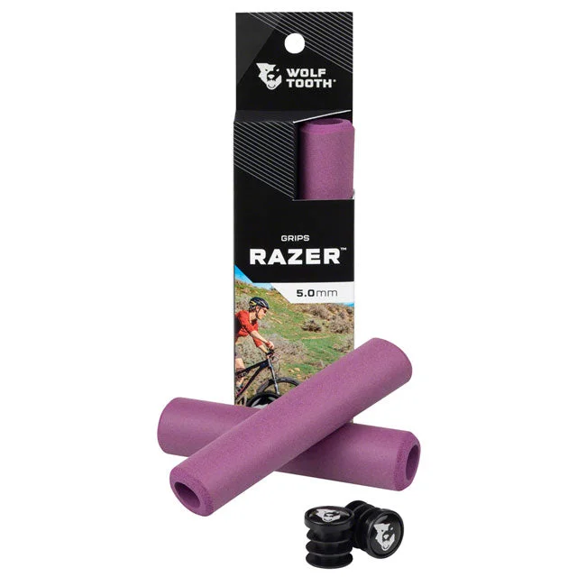 bicycle saddle adaptability-Wolf Tooth Razer Grips - Purple