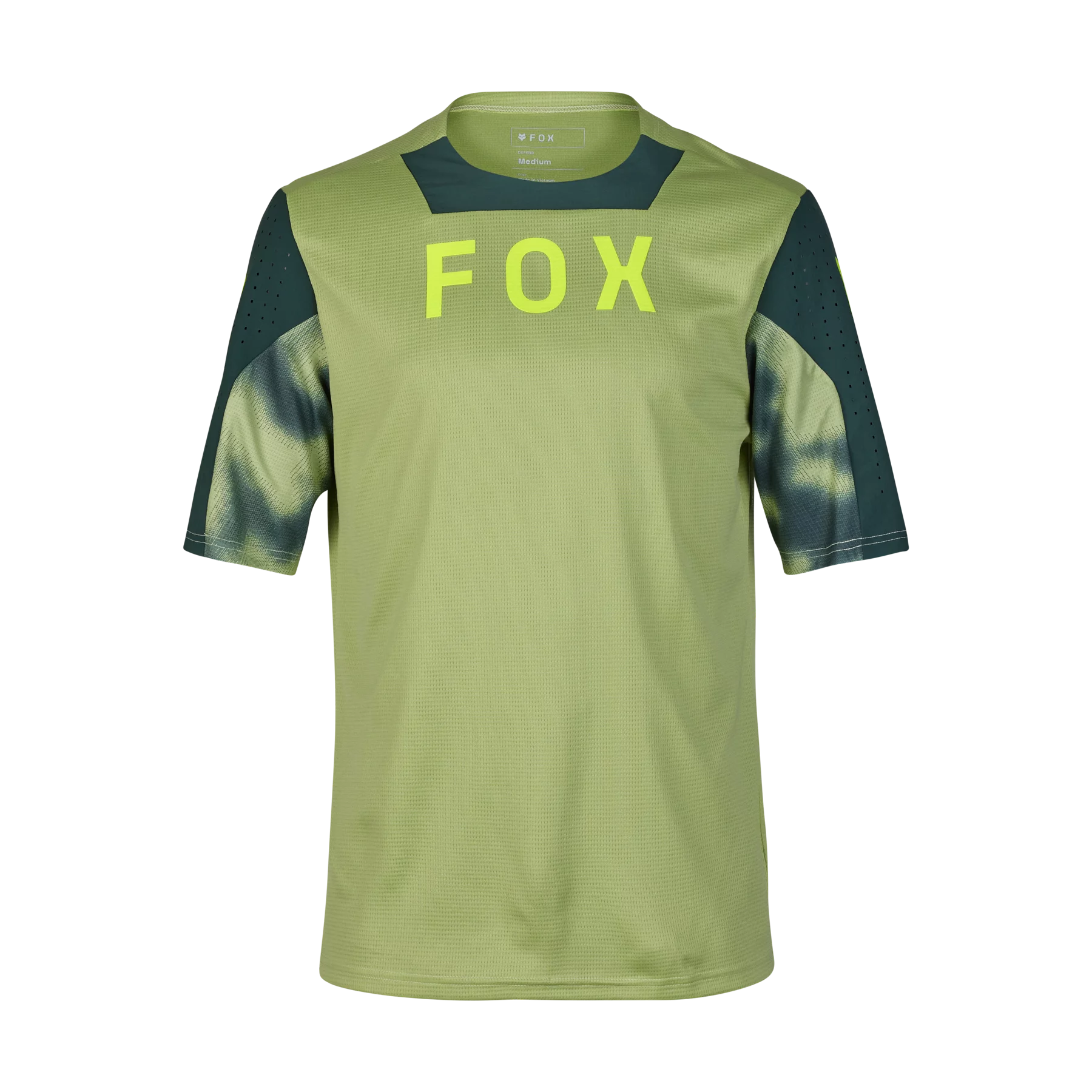 bicycle saddle aerodynamics-Fox Racing Defend Short Sleeve MTB Jersey - Taunt - Pale Green