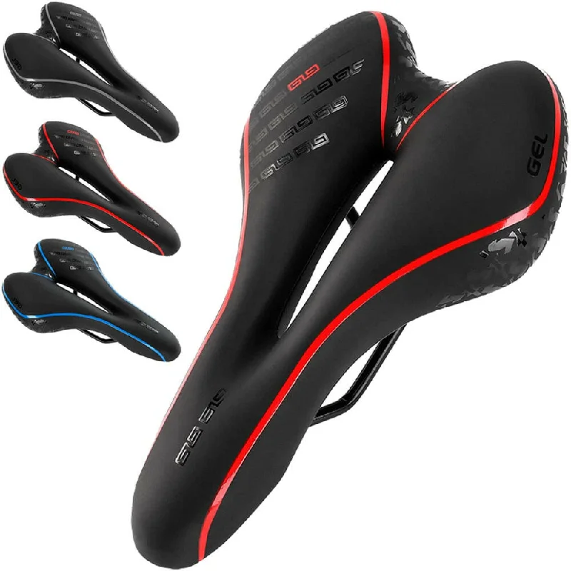 bicycle saddle responsiveness-Gel MTB Mountain Road Bike Seat Bicycle Saddle Comfortable Soft Cycling Cushion Exercise Bike Saddle for Men and Women