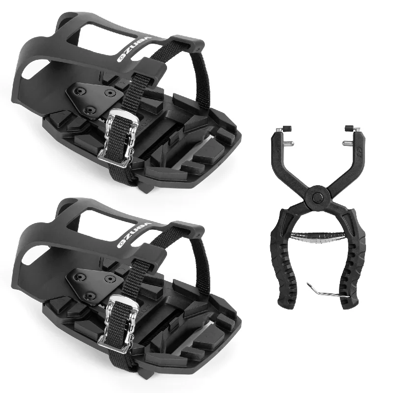 bicycle pad weight-Venzo Bike Bicycle Toe Clips Cage with Creative Removal Tool Set Compatible with Shimano SPD-SL Pedals - Indoor Fitness Exercise Bikes Adjustable Pedal Adapters - Ride with Sneakers