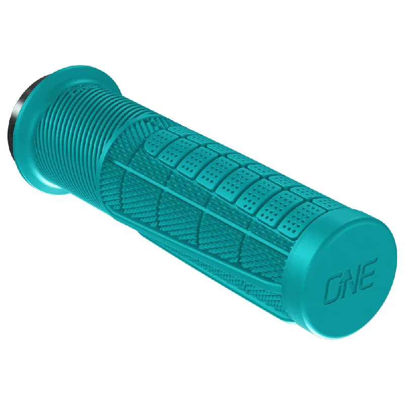 bicycle gear adaptability-OneUp Components Thick Lock-On Grips Turquoise