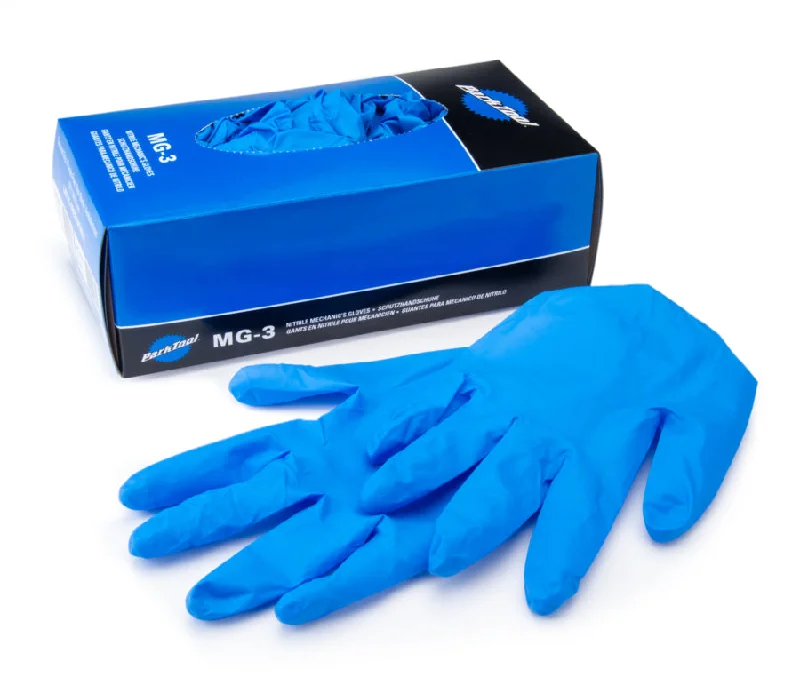 bicycle paint capacity-Park Tool MG-3 Nitrile Mechanics Gloves - Blue