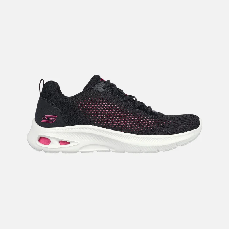 bicycle handlebar comfort-Skechers Bobs Unity-Hint Of Color Women's Walking Shoes -Black/Hot Pink