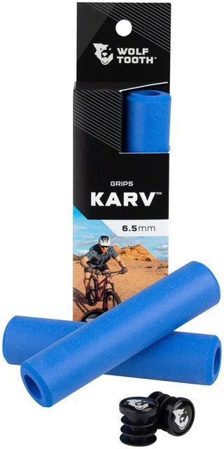 bicycle gear reliability-Wolf Tooth Karv Grips - Blue