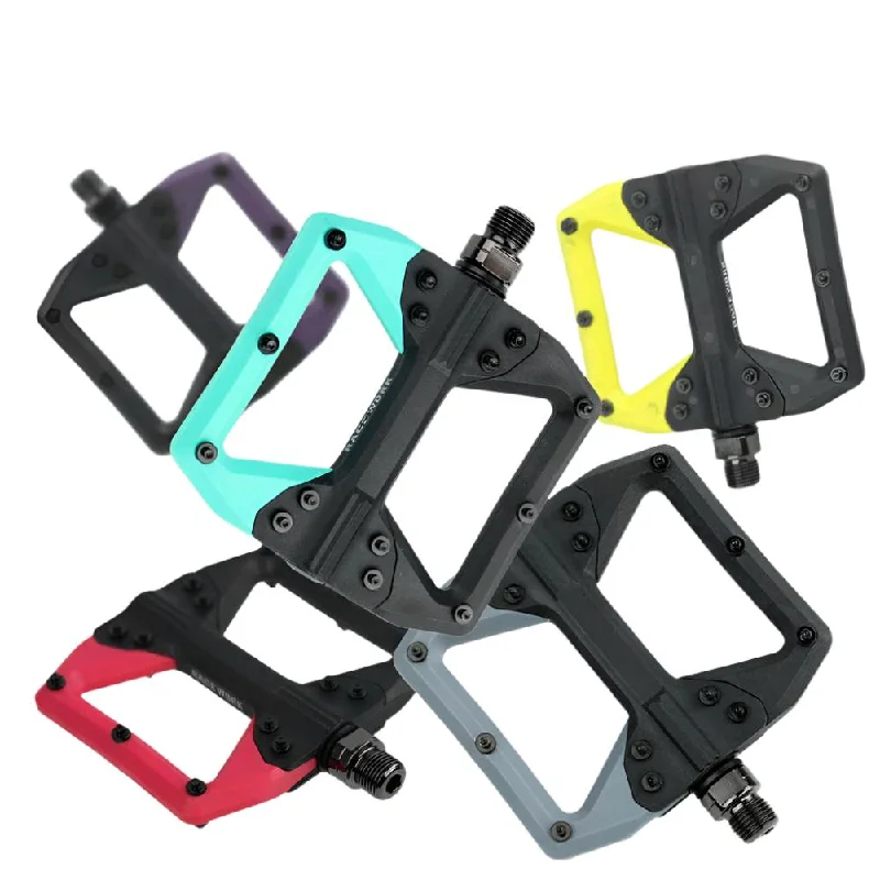 bicycle tool durability-RACEWORK Nylon Bike Pedal Road MTB Pedals Flat Platform Mountain Bicycle Ultralight Seal Bearings Pedals Cycling Accessories