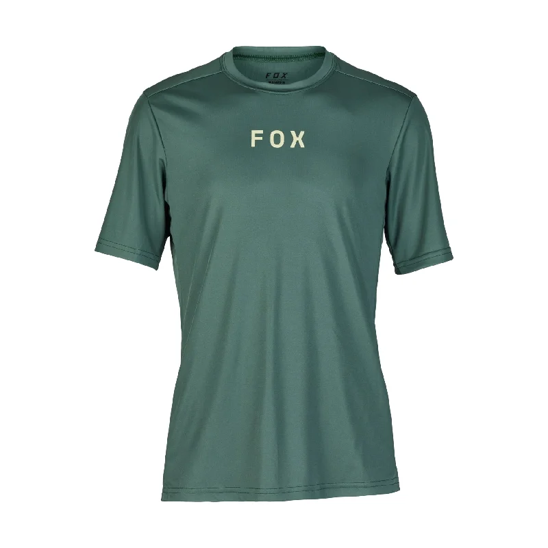 bicycle valve capacity-Fox Racing Ranger Short Sleeve MTB Jersey - Moth - Hunter Green