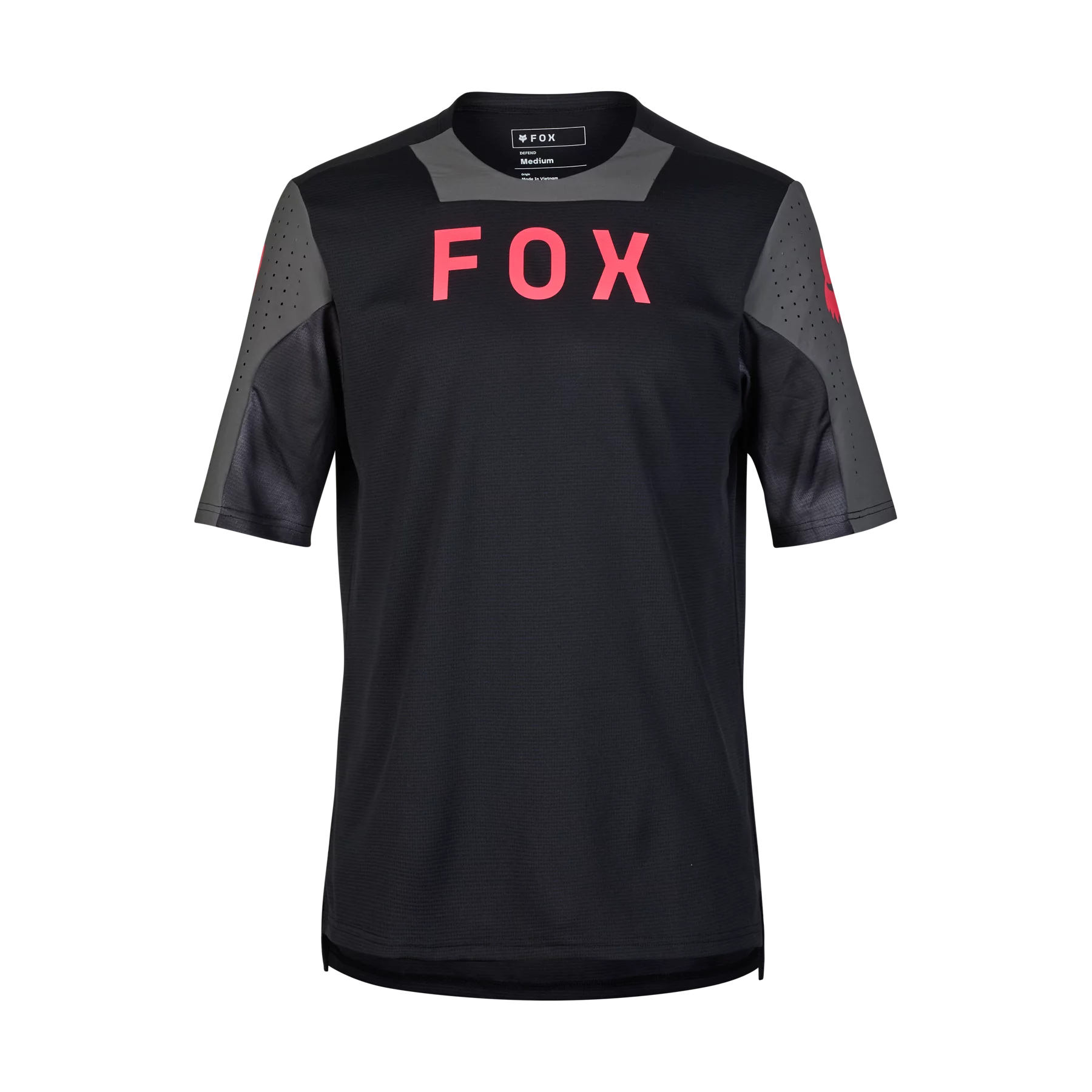 bicycle tire efficiency-Fox Racing Defend Short Sleeve MTB Jersey - Taunt - Black