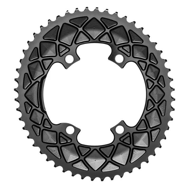 bicycle brake strength-Absolute Black Oval Road Chainring 2X 110/4 Shimano 9100 (50T/52T/53T)