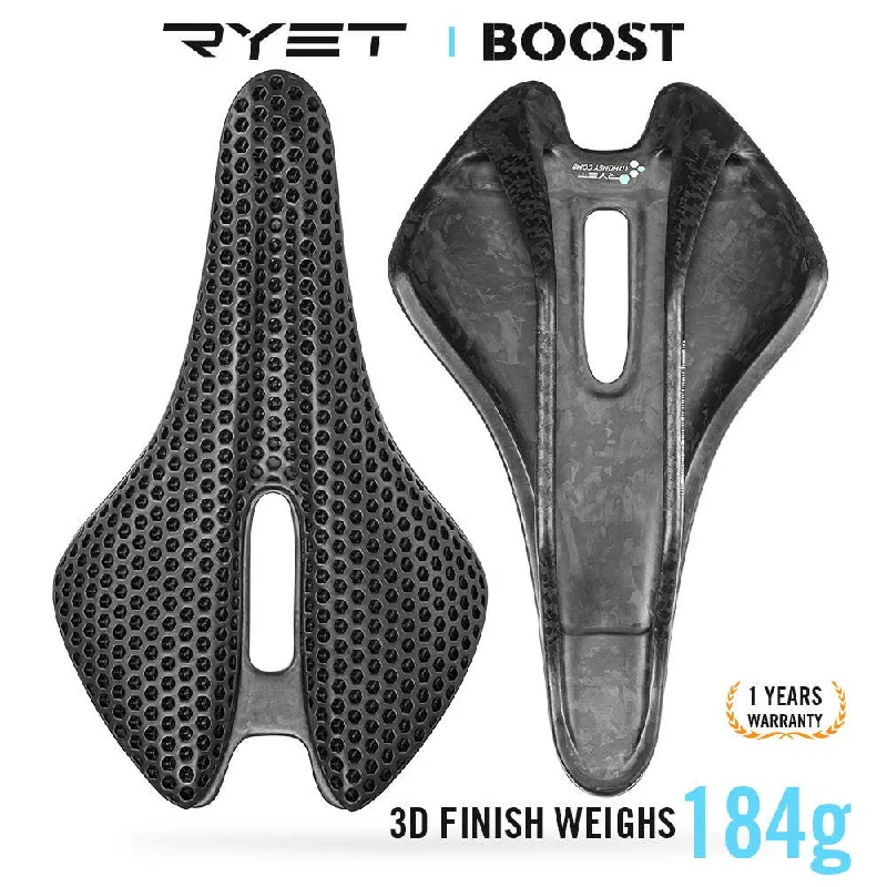 bicycle stand resilience-RYET 3D Printed Bike Saddle 144g Full Carbon Bicycle Seating for Road MTB Gravel Cushion For Men Women Cycling Bike Seat Parts